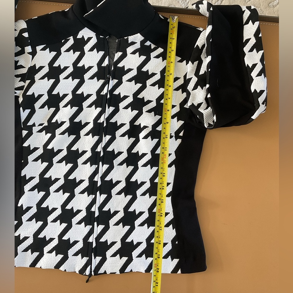 Joseph Ribkoff Veston Textured Black and White Houndstooth Jacket, - Picture 9 of 11